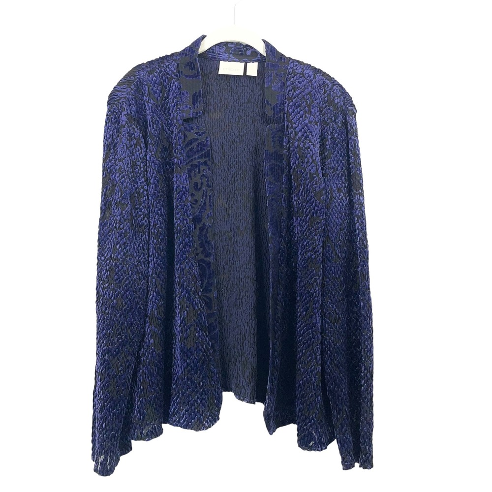 Chicos burnt velvet bubble textured kimono duster blazer Size 3 XL purple black